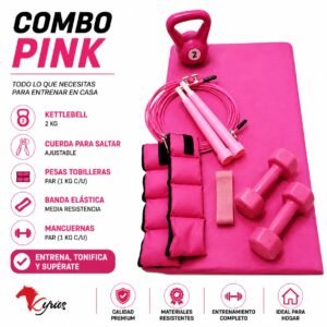 KETTLEBELL +CUERDA PARA SALTAR +PESAS TOBILLERAS +BANDA ELASTICA +MANCUERNAS