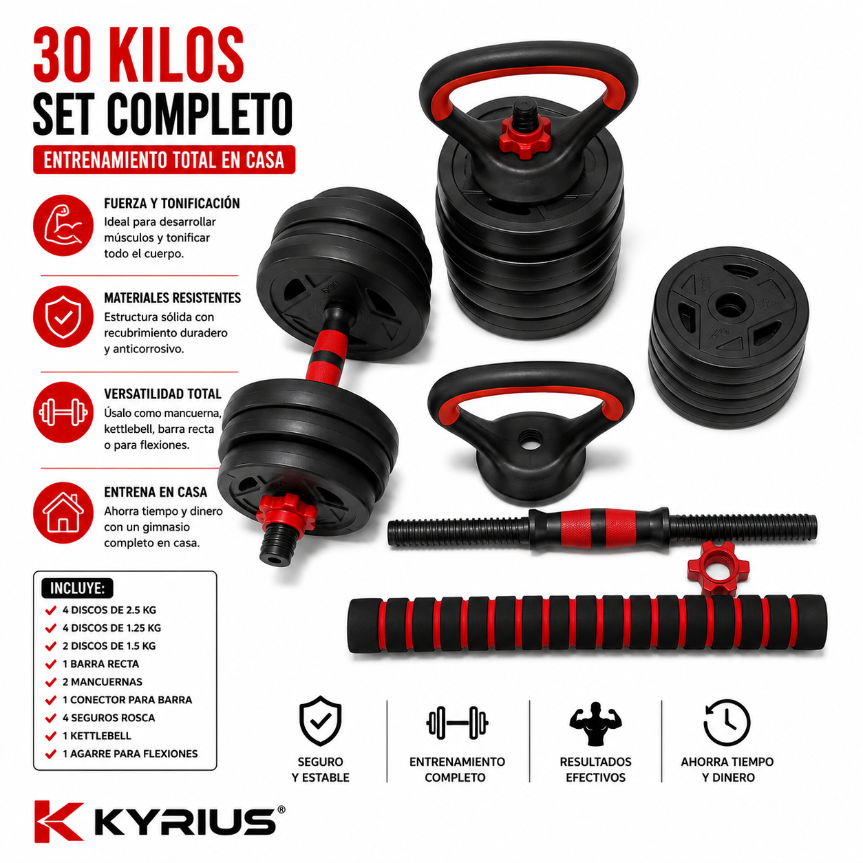 SET DE CONVERTIBLE DE 30 KG ADAPTABLE 3 EN 1 MODELO PRO - Imagen 2