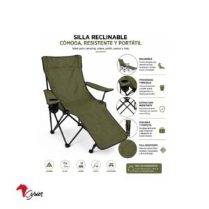 Silla de Camping Reclinable con Reposapiés