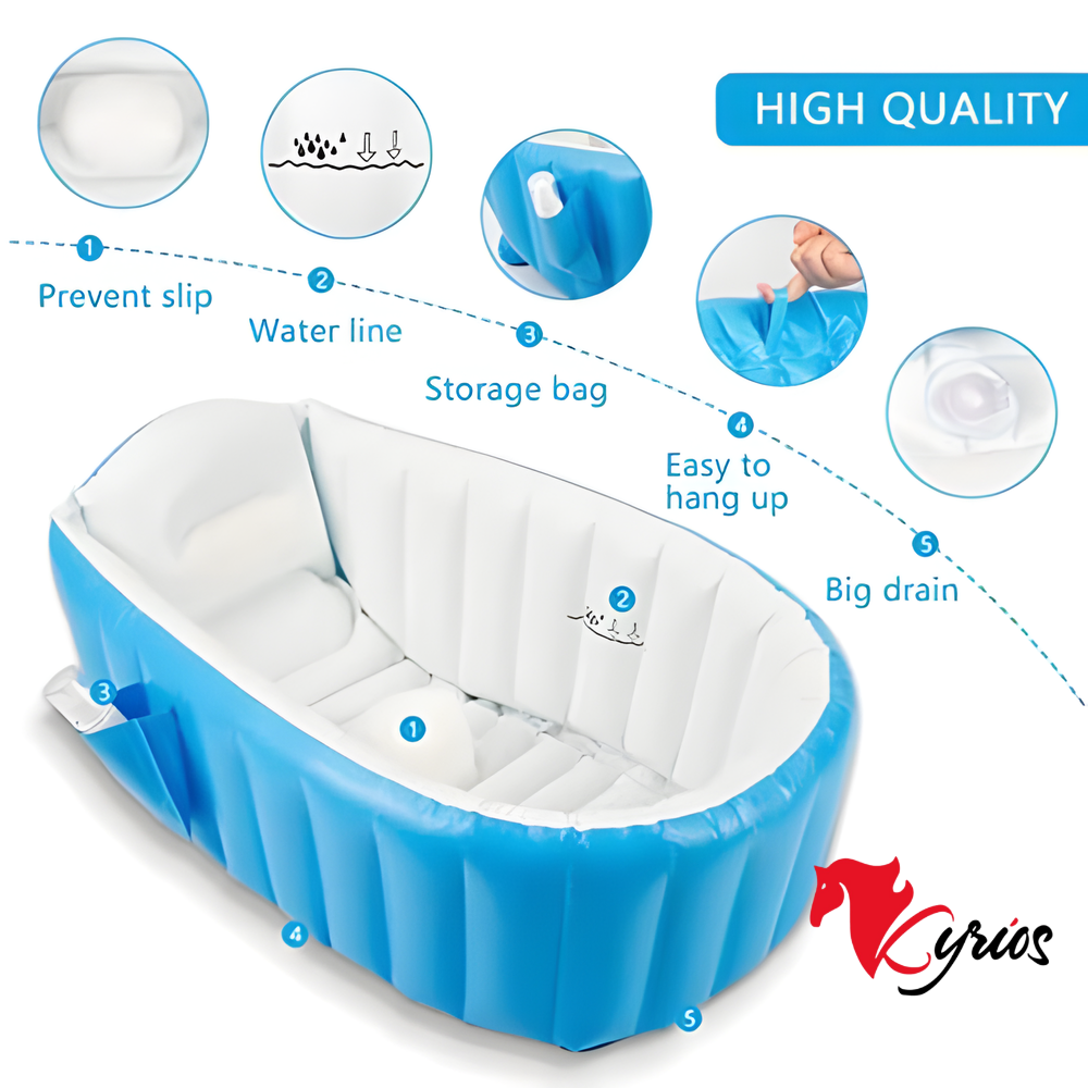 BAÑERA DE BEBE INFLABLE ANTIDESLIZANTE + INFLADOR - Imagen 6