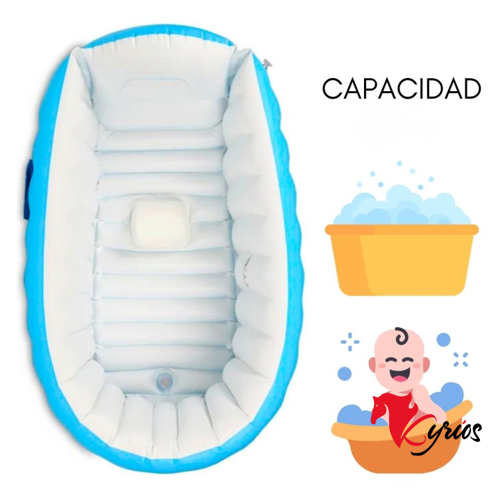 BAÑERA DE BEBE INFLABLE ANTIDESLIZANTE + INFLADOR