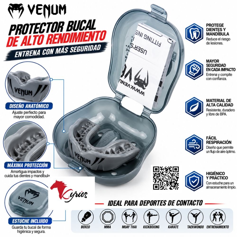 GUANTES DE BOX VENUM PLOMO CON NEGRO 12 OZ MAS BUCAL VENUM - Imagen 2