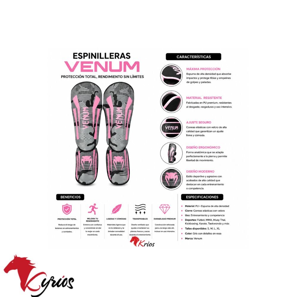 Canilleras Venum Elite Gris con rosa