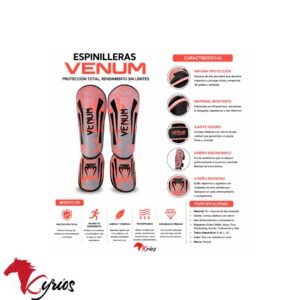 Canilleras Venum Elite Rosa neon con gris