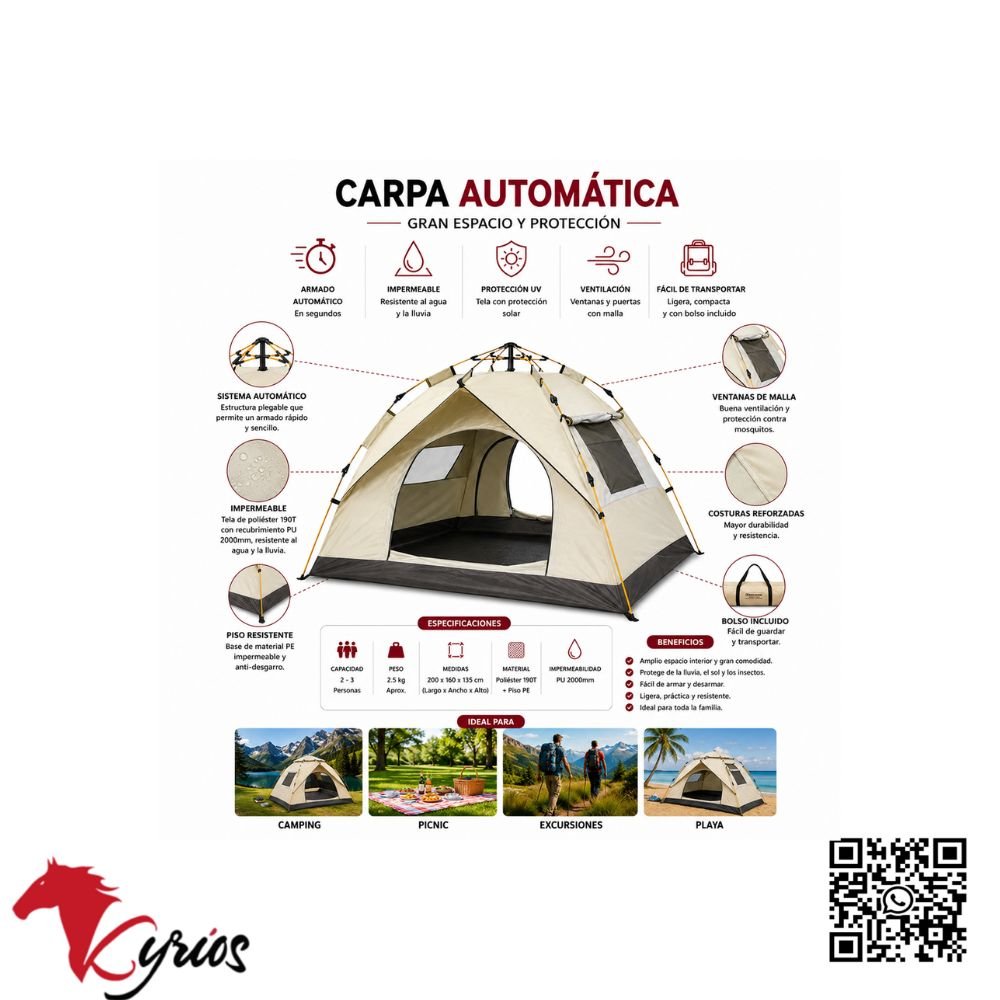 TIENDA DE CAMPAÑA CREMA SIN COBERTOR