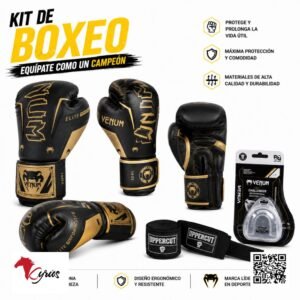 GUANTES DE BOX VENUM AMARILLO CON NEGRO 12 OZ MAS BUCAL VENUM