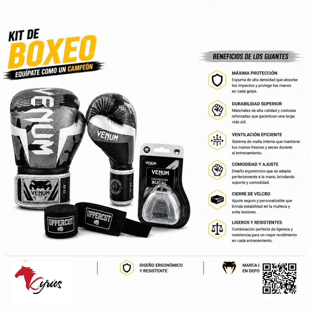 GUANTES DE BOX VENUM PLOMO 14 OZ MAS BUCAL VENUM