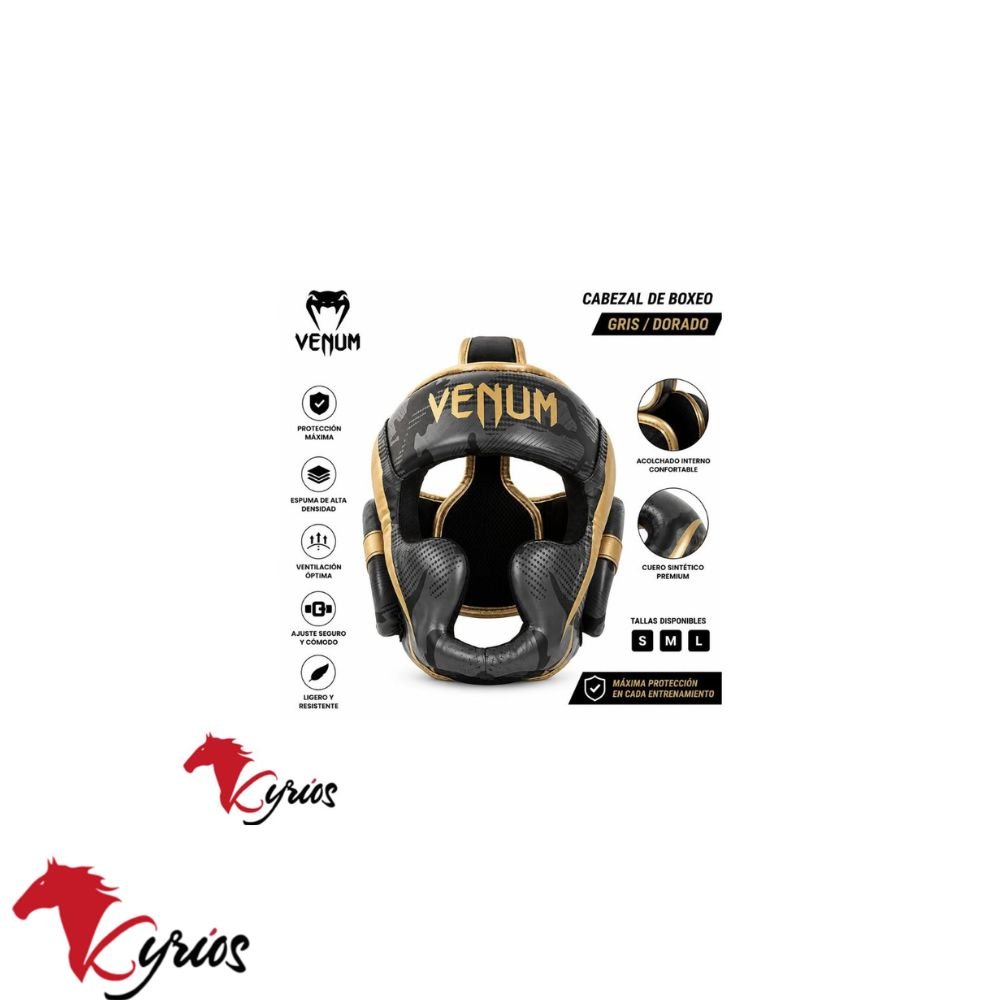 Cabezal de Boxeo Venum Negro con dorado Talla M - Imagen 2