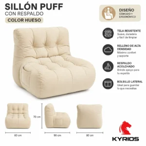 Sillón puff con respaldo Color HUESO