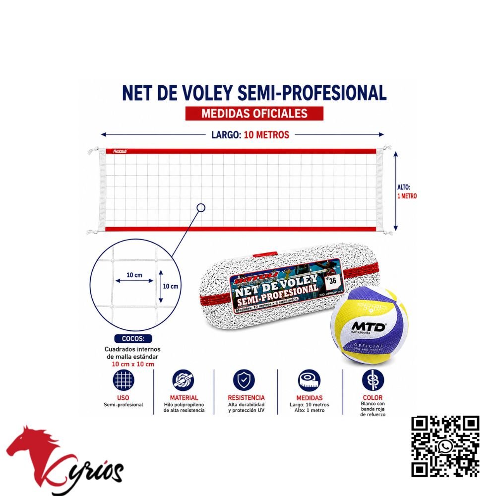 PACK DE NET SEMI PROFESIONAL 36 DE VOLEY MAS PELOTA - Imagen 5