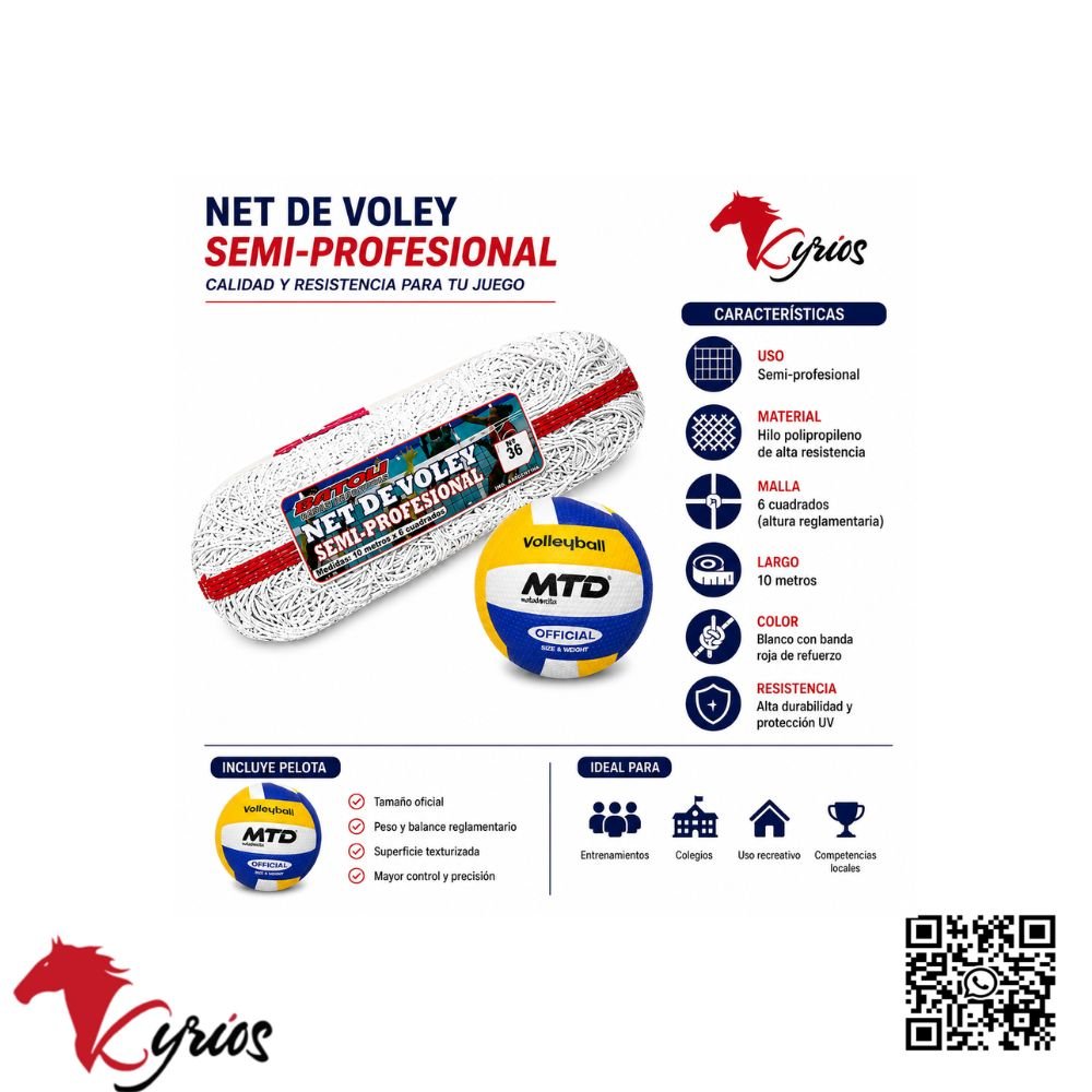 PACK DE NET SEMI PROFESIONAL 36 DE VOLEY MAS PELOTA