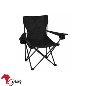 Silla de camping plegable con posavasos negro