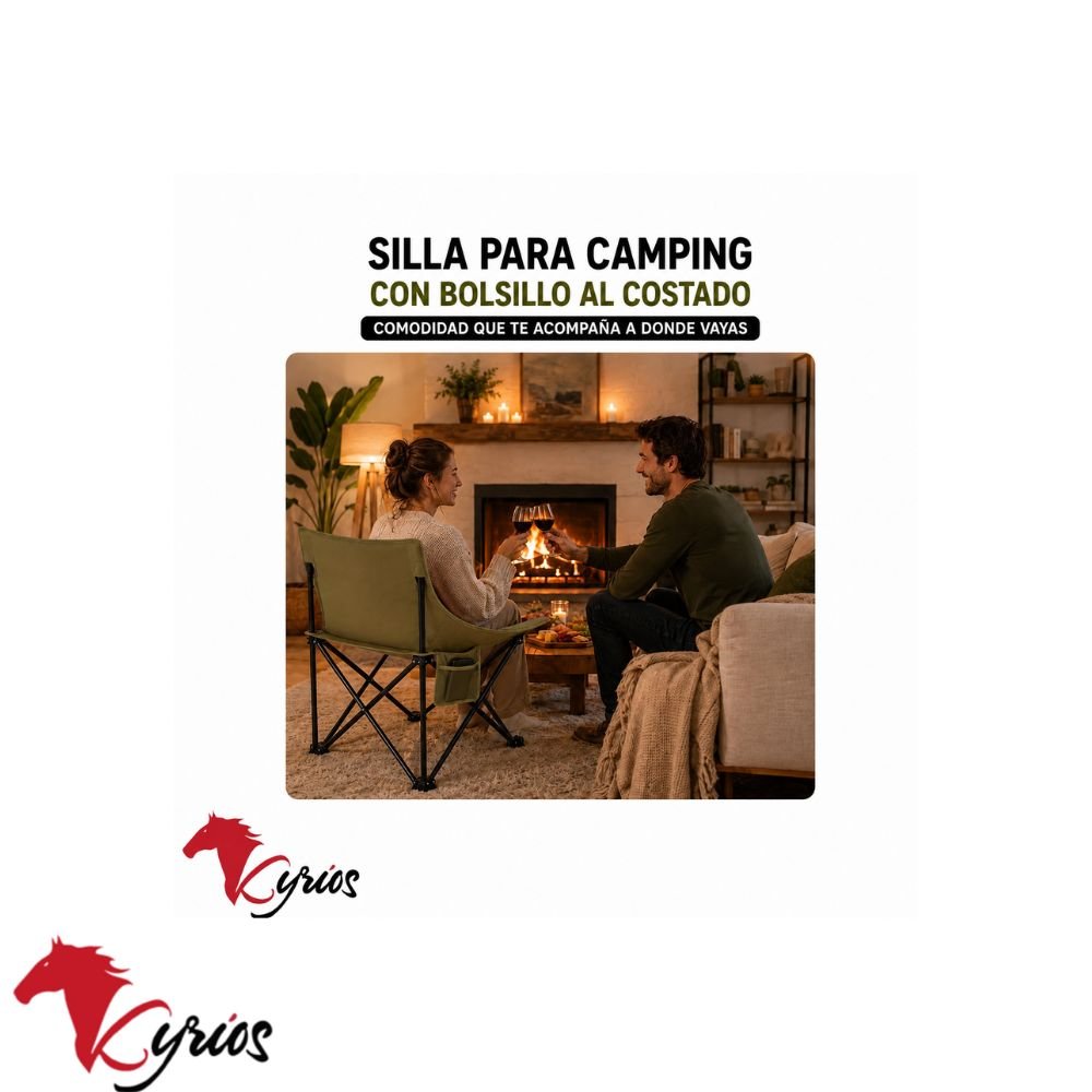 Silla de camping verde olivo - Imagen 3