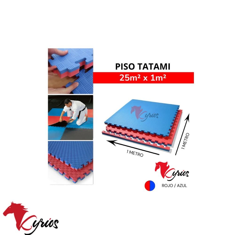 PACK DE 5 PISOS TATAMI DE 1 X 1 METRO DOBLE COLOR AZUL CON ROJO - Imagen 3