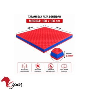 PACK DE 5 PISOS TATAMI DE 1 X 1 METRO DOBLE COLOR AZUL CON ROJO