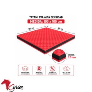 PACK DE 5 PISOS TATAMI DE 1 X 1 METRO DOBLE COLOR ROJO CON NEGRO