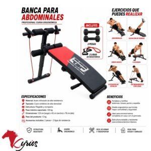 BANCA PARA ABDOMINALES PROFESIONAL CURVA ERGONÃ’MICA MAS LIGAS