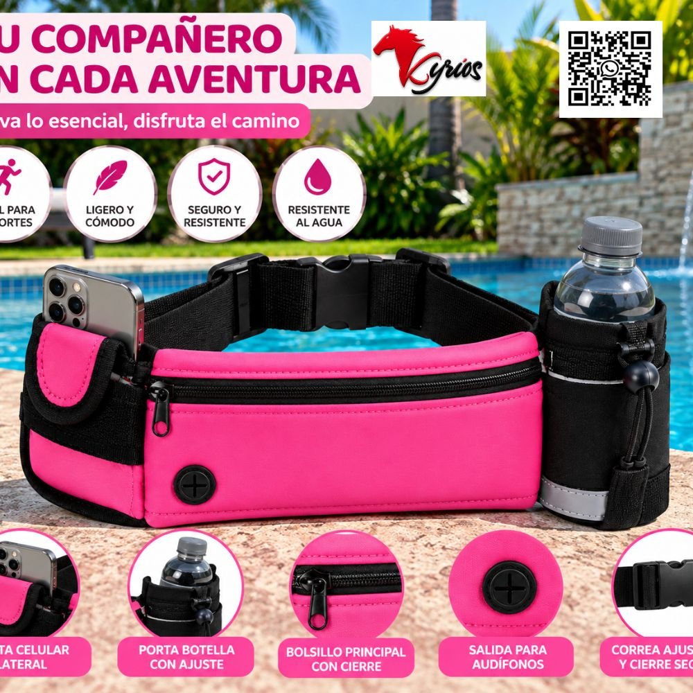 CANGURO ROSADO PORTACELULAR Y PORTABOTELLAS - Imagen 2