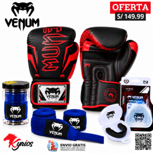 KIT DE BOXEO GUANTES DE 12OZ +VENDAS AZUL 5MT + BUCAL VENUM